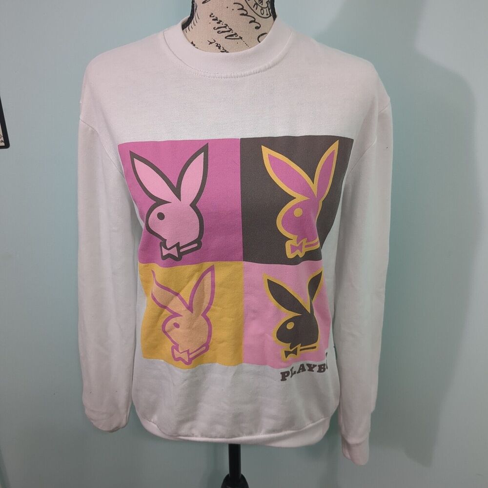 Playboy color box logo rabbit sweatshirt women's large bunny play boy